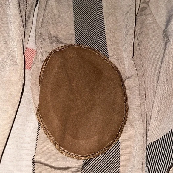 Long sleeve plaid, open cardigan with patch elbows - Picture 3 of 4